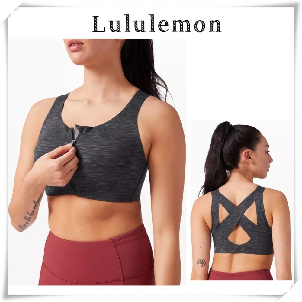 Lululemon Enlite Front-Zip Bra High Support Bra in Space Grayish Black Size 34C